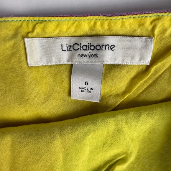 Liz Claiborne Womens Rainbow Patchwork Linen Blend Midi Dress Multi Color Size 6 - Picture 7 of 11